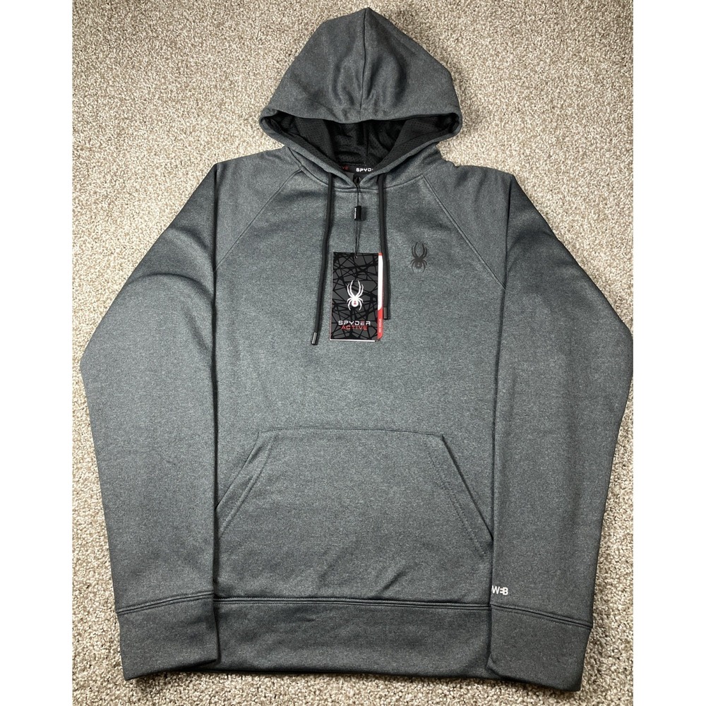 Spyder Active Gray Hoodie‎ Mens Small NWT $88 SPM803RB Breathable Stretch